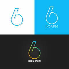 Number six 6 logo design icon set background