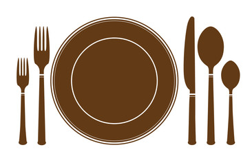 plate knife and fork icon