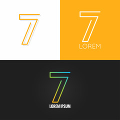 Number seven 7 logo design icon set background