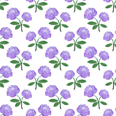 Rose. Seamless pattern with flowers. Hand-drawn background