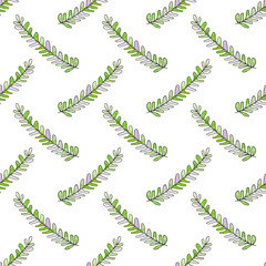 Seamless pattern with branches. Hand-drawn background. Vector