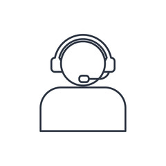 Customer support operator with headset outline icon