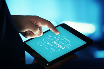 Connected words on touch-screen tablet-pc