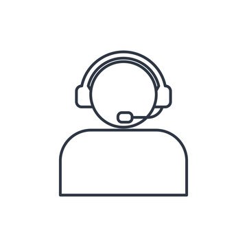 recommend clip art: Customer support operator with headset outline icon