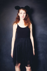 Fashion Woman wearing Black Dress