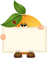 Orange holding a blank sign