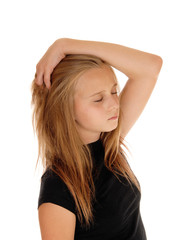 Fototapeta premium Blond girl dreaming with closed eye's.