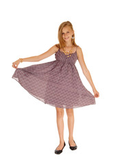 Naklejka premium Lovely girl in burgundy dress.