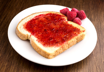 Rasberry jam on toast