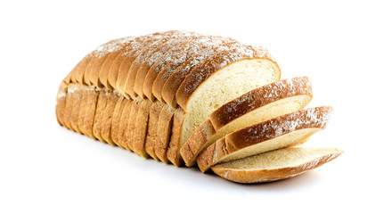 Whole loaf of bread isolated on white