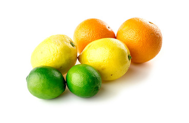 Group of fruits, with lemon limes and oranges