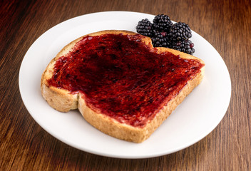 Blackberry jam on toast