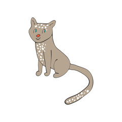 Hand drawn illustration of cute domestic cat