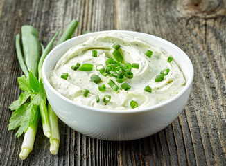 cream cheese with green onions and herbs