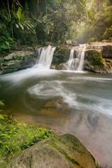 Fototapeta na wymiar paradise Waterfall located in deep forest of Thailand
