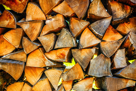 Dry chopped firewood logs