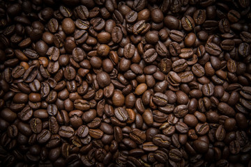 scattered roasted coffee beans