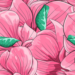 Beautiful seamless background with pink magnolia.