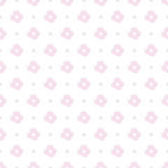the abstract seamless pattern with light pink flowers on white background