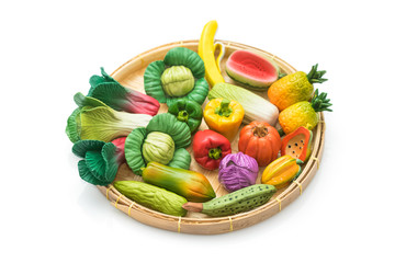 handmade and Variety of miniature clay vegetable and Fruits