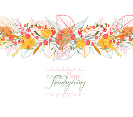 Happy Thanksgiving. Background of stylized autumn leaves for greeting cards