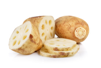 Lotus root on white background