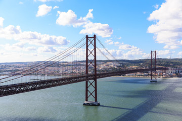25th of April Suspension Bridge over the Tagus river in Lisbon,
