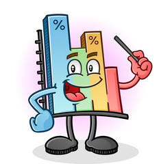 Bar Graph Cartoon Character with Pointer
