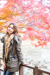 Portait woman on Nami island in Korea.