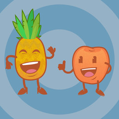 Funny Cartoon Fruits. Colorful Vector Clip art