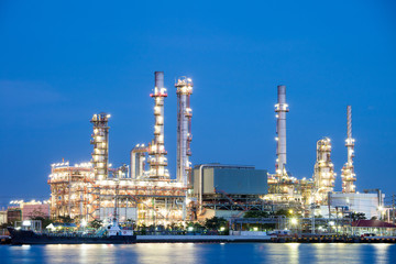 Oil refinery plant twilight factory