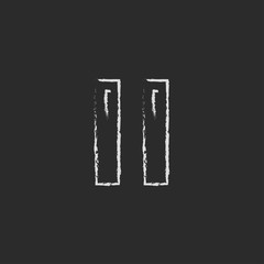 Pause button icon drawn in chalk.