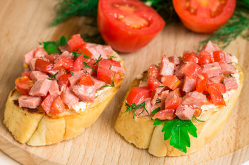 Tasty appetizer crostini (crostino)