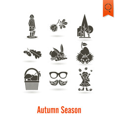 Set of Flat Autumn Icons