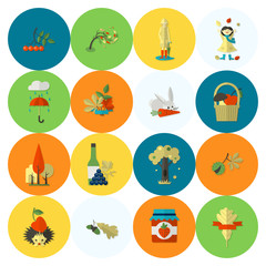 Set of Flat Autumn Icons