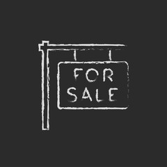 For sale placard icon drawn in chalk.