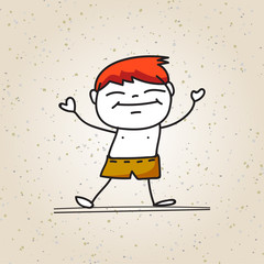 set of hand drawing cartoons concept happy boys playing