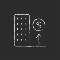 Growth of real estate market icon drawn in chalk.