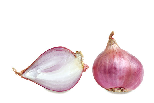 Shallots and slice isolated on white