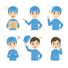 男性　宅配業者　表情　ポーズ