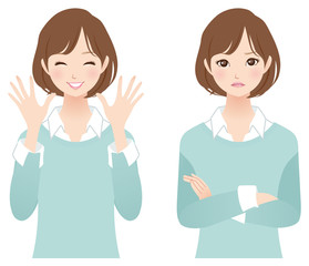 女性　表情　セット