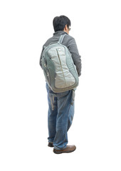Fototapeta premium portrait of a man traveling with suitcase and bag