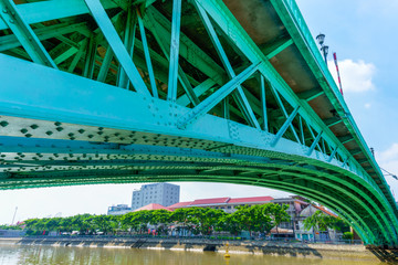 Obraz premium Steel construction from under the bridge 