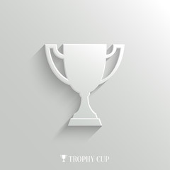Trophy cup icon - vector white app button
