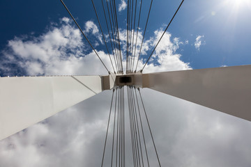 Fototapeta premium Whight pylon of suspension bridge