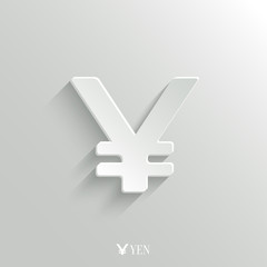 Obraz premium Yen icon - vector white app button