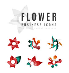 Set of abstract flower logo business icons