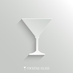 Cocktail glass icon - vector white app button