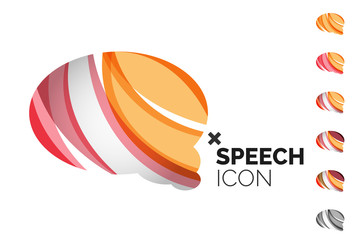 Set of abstract speech bubble and cloud icons, business logotype