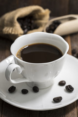 Still life coffee cup on wood background